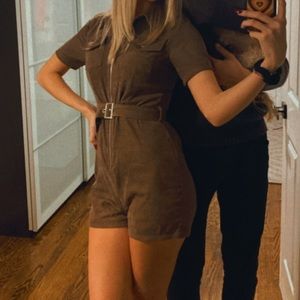 Brown corduroy romper
